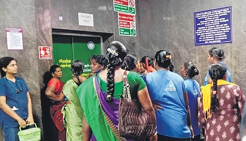 People waiting for a lift at the IOG hospital | Express