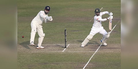 Bangladesh's Litton Das plays a shot during the third day of the second cricket test match between Bangladesh and India, in Dhaka. (Photo | AP)