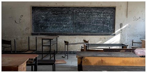 A classroom that previously was used for girls sits empty in Kabul, Afghanistan. (Photo |AP)