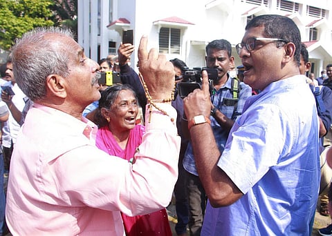 Priests and laity belonging to two groups fight each other at the famous St Mary’s Cathedral Basilica (Photo | EPS)