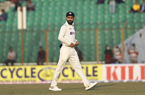 India's Virat Kohli fields during the second test match between Bangladesh and India in Dhaka, Bangladesh, Dec. 17, 2022. (Photo | AP)