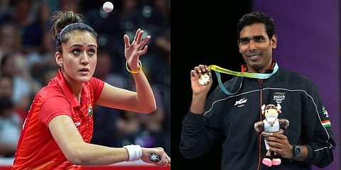 India's table tennis superstars Manika Batra (L) and Achanta Sharath Kamal. (Photo | AP)