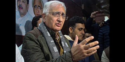 Congress leader Salman Khurshid addresses a press conference regarding party's 'Bharat Jodo Yatra' in Meerut, Uttar Pradesh, Dec. 27, 2022. (Photo | PTI)