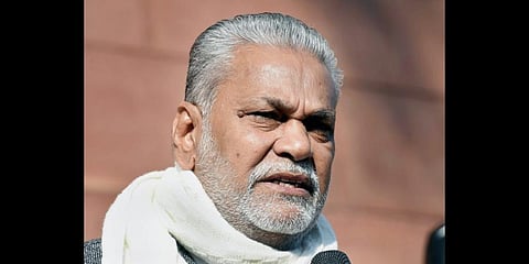 Union Minister for Fisheries, Animal Husbandry and Dairying Parsottambhai Rupala outside the Parliament in New Delhi. (File Photo | PTI)