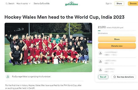 A screen grab of the Gofundme page started by the Wales hockey team.