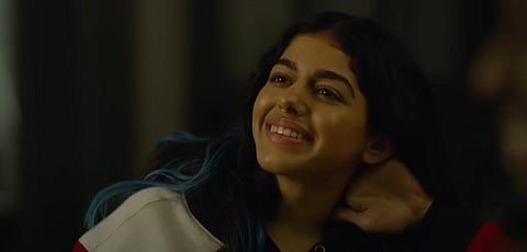 A still from the song 'Woman Desi' in the upcoming film Almost Pyaar with DJ Mohabbat starring Alaya F. (Photo | YouTube screengrab)