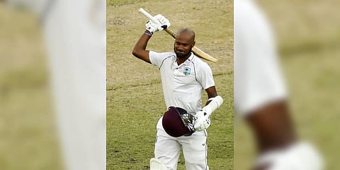 West Indies' Kraigg Brathwaite celebrates a century against Australia on the 4th day of their cricket test in Perth, Australia | AP