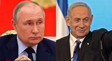 From (L) Russian President Putin, Israel PM Netanyahu​ (Photo | AP)