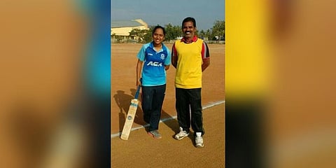 Anjali Sarvani with her childhood coach Venkatesh.