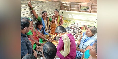 The inconsolable family members of the victim at their residence on Saturday. (Photo | Express)
