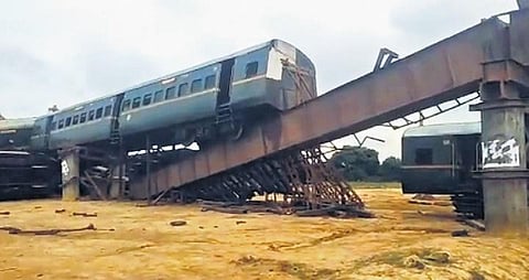 The film set where Suresh (inset) died while performing a stunt near Chennai on Saturday. (Photo | EPS)