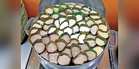 Varieties of millet idlys being prepared at Vasena Poli (Photo | G Satyanarayana)