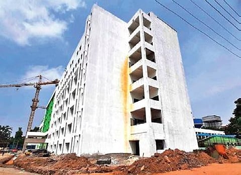The under construction C+7 multi-utility hospital complex of Sishu Bhawan in Cuttack