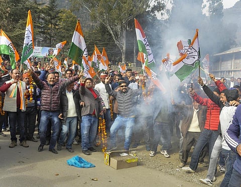 A win to savour for Congress and their supporters in Himachal. (PTI)