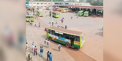 Buses bound for Maharashtra halted at Belagavi bus terminus on Wednesday