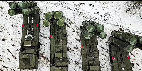 cCombat crews of the S-400 air defense system take up combat duty at the training ground in the Brest region during the Union Courage-2022 Russia-Belarus military drills in Belarus. (Photo | AP)