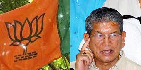 BJP flag (L) and former Uttarakhand CM Harish Rawat. (File photo| PTI)