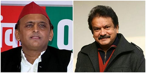 Samajwadi Party chief Akhilesh Yadav (L) and Union minister SP Singh Baghel (Photo| Facebook)