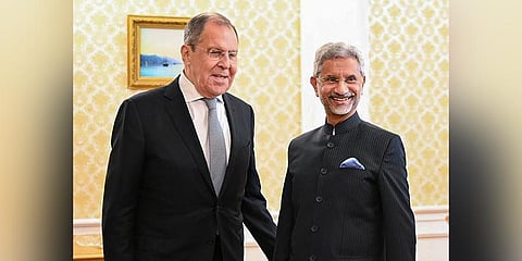 Russian Foreign Minister Sergey Lavrov with External Affairs Minister S Jaishankar (File photo | PTI)