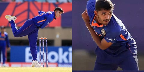 U19 World Cup winning Indian team members Kaushal Tambe, left, and Vicky Ostwal