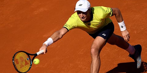 Casper Ruud of Norway returns the ball to Diego Schwartzman of Argentina during an Argentina Open tennis match, at Guillermo Vilas Stadium in Buenos Aires, Argentina, Feb 13, 2022. (Photo | AP)