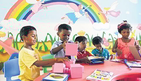 Children in kindergarten at the Presidency Girls Higher Secondary School, in Chennai. (File photo| EPS)