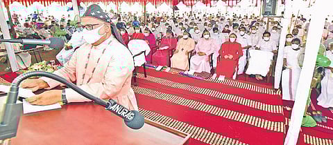 Mar Thoma Church supreme head Theodosius Mar Thoma Metropolitan inaugurates the 127th Maramon Convention. (Photo| Shaji Vettipuram, EPS)