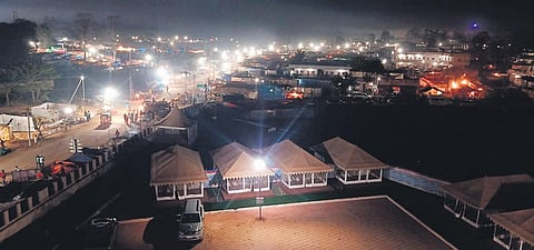 Luxury tents set up at the Medaram Jatara site.