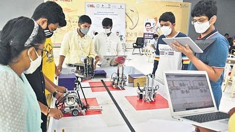 Students participate in the State Skill Competition at KL University in Guntur district. (Representational image | P Ravindra Babu)