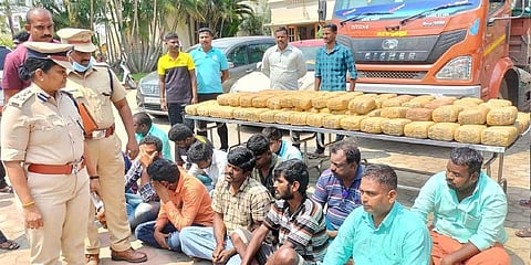 The police conducted an intense search in the lorry and found ganja packets weighing 250 kg inside the equipment being ferried | Express