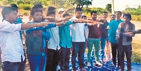 Video grab of villagers taking oath at Badural in Khairput block | Express