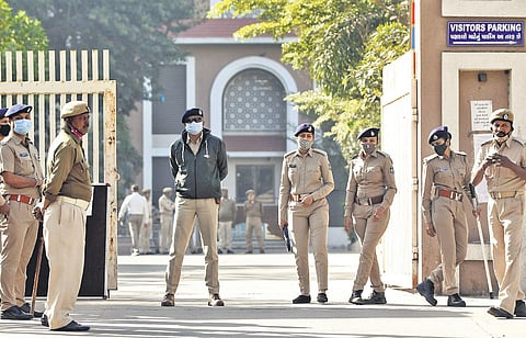 Security personnel outside the special court in Ahmedabad. (File photo | PTI)