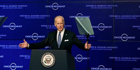 FILE - The then Vice President Joe Biden speaks at the Edward M. Kennedy Institute for the United States Senate, on Oct. 19, 2016, about the White House's cancer 'moonshot' initiative. (Photo | AP)