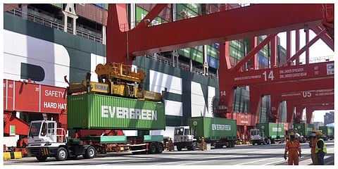 Trucks carrying cargo containers consisting of toxic garbage imported to Sri Lanka from Britain, two years ago ago wait for the repatriation at a port in Colombo, Sri Lanka. (Photo: AP)