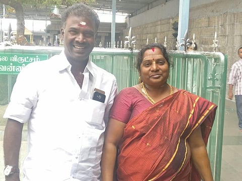 Murugan and Sumathi both had good reasons to smile on Tuesday. (Photo | Special Arrangement)