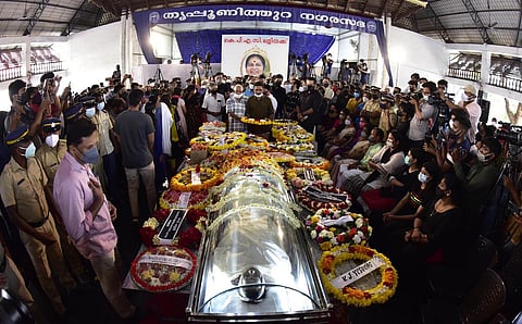 KPAC Lalitha's mortal remains were kept at Layam Koothambalam in Tripunithura in Kochi for the public to pay tributes. (Photo | Albin Mathew, EPS)