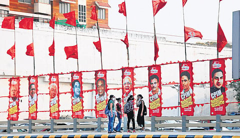 Flags and posters of Communist leaders adorn Kochi as the city gears up for CPM state conference from March 1 | A Sanesh