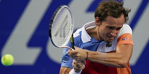 Daniil Medvedev of Russia returns a ball during a match against to Pablo Andujar of Spain at the Mexican Open tennis tournament in Acapulco, Mexico, Wednesday, Feb. 23, 2022. (Photo | AP)