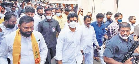 Nara Lokesh at the district court in Visakhapatnam on Thursday | express