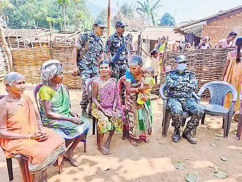 DIG (SWR) Rajesh Pandit with villagers at Ghanabeda in Swabhiman Anchal | Express