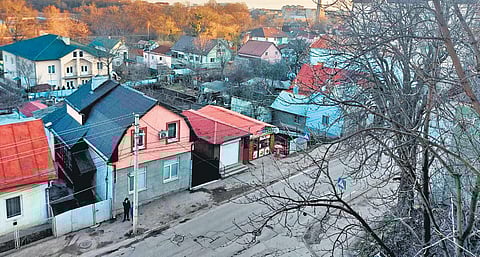 A deserted road in front of the women’s hostel of Bukovinian State Medical University in Ukraine’s Chernistvi city | PIC SUPPLIED by Syeeda Habeeba