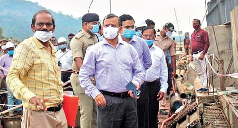Chief Secretary Suresh Mahapatra reviewing work on Deo project on Friday. ( Photo | EPS)