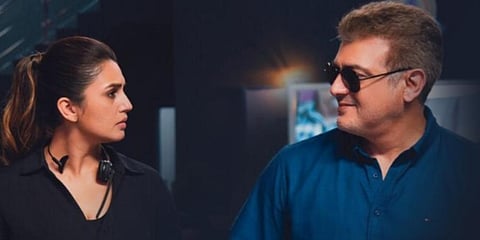 A still from Ajith and Huma Qureshi-starrer 'Valimai'.