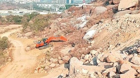 Rocks being drilled at Khajaguda hills. Image used for representational purposes only.