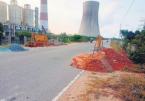 Work for height barriers begin at Ennore Creek bridge. (Photo| Special Arrangement)