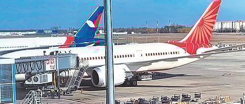 An Air India flight leaving with stranded students in Ukraine. (File Photo | EPS)