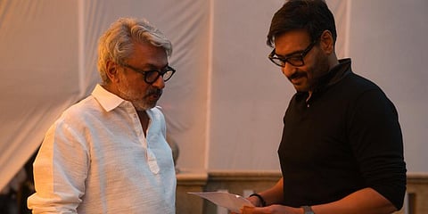 Ajay Devgn, right, with Sanjay Leela Bhansali (Photo | Twitter)