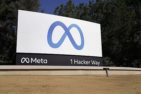 Facebook unveiled their new Meta sign at the company headquarters in Menlo Park, Calif., Thursday, Oct. 28, 2021. (Photo | AP)