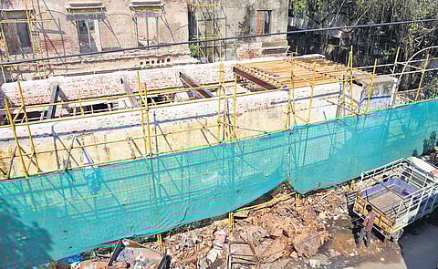 Restoration work underway at the Old Press building on Mint Street | R Satish Babu