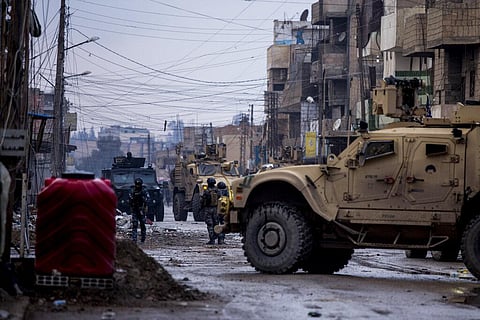 US backed Syrian Democratic Forces soldiers search for Islamic State militants in Hassakeh, Syria, Saturday, Jan. 29,, 2022. (Photo | AP)